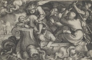 Cristo che dorme durante la tempesta sul lago di Tiberiade, dalla Storia di Cristo, 1534-35 da Georg Pencz