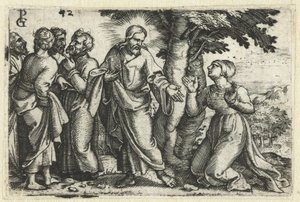 Cristo guarisce la donna con emorragia da Georg Pencz