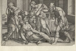 Collatino e Bruto presso la morente Lucrezia (Verhalen uit vroege Romeinse geschiedenis) da Georg Pencz