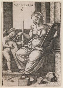 Geometria, dalla serie "Le arti liberali", 1541 circa (incisione) da Georg Pencz