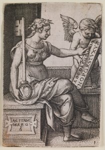 Grammatica, dalla serie "Le arti liberali" da Georg Pencz