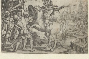 Orazio Coclite difende il ponte sul Tevere (serie Verhalen uit vroege Romeinse geschiedenis) da Georg Pencz
