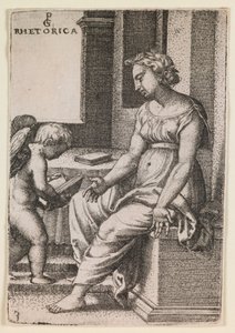 Retorica, dalla serie "Le arti liberali", 1541 circa (incisione) da Georg Pencz