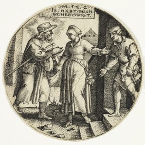 Accogliere gli Stranieri, da Le Sette Opere di Misericordia da Georg Pencz