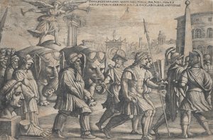 Il trionfo della fama sulla castità, dai Trionfi di Petrarca da Georg Pencz