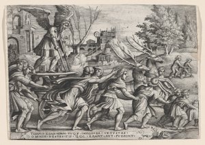 Il trionfo del tempo sulla fama, dai Trionfi di Petrarca da Georg Pencz