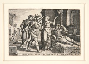 Tobia accecato, tav. 3 dalla serie La storia di Tobia da Georg Pencz