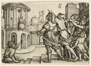 Virgilio il Mago Appeso nel Cestino da Georg Pencz