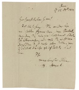 Lettera autografa a Gebruder Ramann (mercanti di vino a Erfurt), Jena da Georg Wilhelm Friedrich Hegel