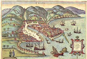 Chios, Grecia da Georg and Hogenberg Franz (1535 90) Braun