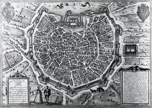 Mappa della città di Milano (1572) da Georg Braun and Hogenberg Franz
