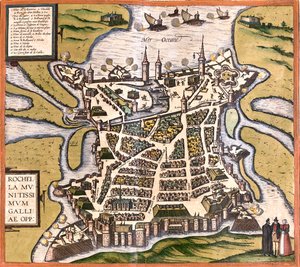 La Rochelle, Francia da Georg and Hogenberg Franz (1535 90) Braun