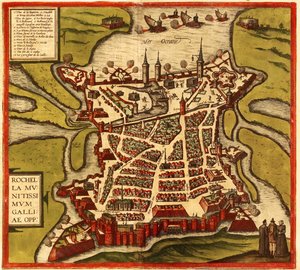 La Rochelle, Francia da Georg and Hogenberg Franz (1535 90) Braun