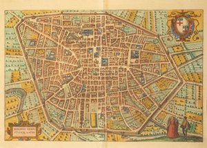 Mappa di Bologna da Civitates Orbis Terrarum da Georg Braun and Hogenberg Franz