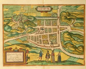 Mappa di Edimburgo dal Civitates Orbis Terrarum di Georg Braun da Georg Braun and Hogenberg Franz