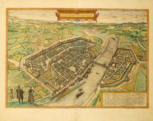 Mappa di Francoforte dal Civitates Orbis Terrarum di Georg Braun da Georg Braun and Hogenberg Franz