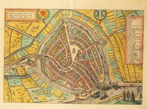 Mappa di Gouda da Civitates Orbis Terrarum da Georg Braun and Hogenberg Franz