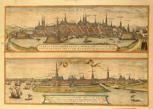 Mappa di Lubecca e Amburgo da Civitates Orbis Terrarum