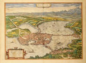 Mappa di Mantova da Civitates Orbis Terrarum di Georg Braun