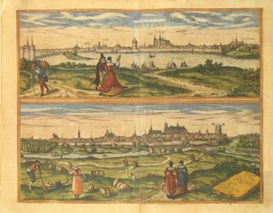 Mappa di Orleans e Bourges da Civitates Orbis Terrarum di Georg Braun