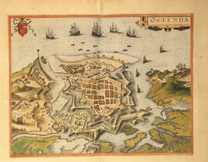 Mappa di Ostenda dal Civitates Orbis Terrarum di Georg Braun da Georg Braun and Hogenberg Franz