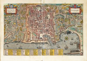 Mappa di Palermo da Civitates Orbis Terrarum da Georg Braun and Hogenberg Franz