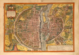 Mappa di Parigi dal Civitates Orbis Terrarum di Georg Braun