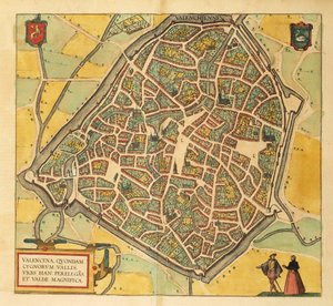 Mappa di Valenciennes da Civitates Orbis Terrarum di Georg Braun da Georg Braun and Hogenberg Franz