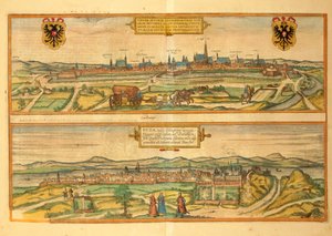 Mappa di Vienna e Buda dal Civitates Orbis Terrarum di Georg Braun