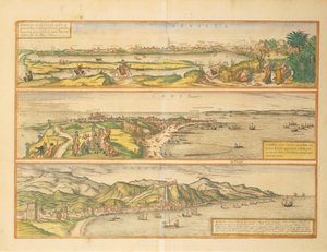Mappe di Siviglia, Cadice e Malaga, Spagna, da Civitates Orbis Terrarum