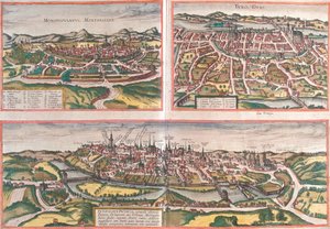 Montpellier, Tours, Poitiers, Francia da Georg and Hogenberg Franz (1535 90) Braun
