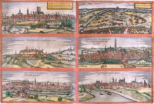 Monaco, Ingolstadt, Freising, Nördlingen, Regensburg, Straubing, Germania da Georg and Hogenberg Franz (1535 90) Braun