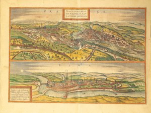 Praga e Cheb, Eger da Civitates Orbis Terrarum da Georg Braun and Hogenberg Franz