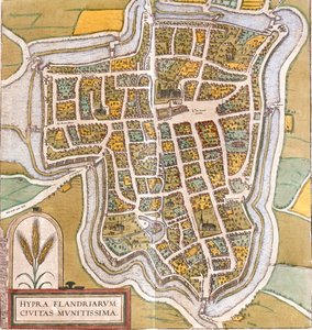 Ypres, Belgio da Georg and Hogenberg Franz (1535 90) Braun