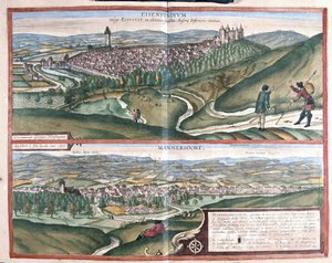 Eisenstadt e Mannersdorf am Leithagebirge, Austria da Georg Braun and Hogenberg Franz