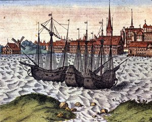 Il porto di Lubecca dopo il Theatrum Orbis Terrarum di Braun e Hogenberg. XVII secolo da Georg Braun and Hogenberg Franz