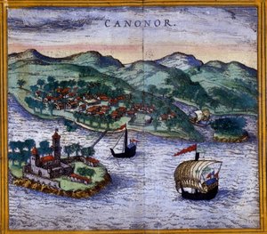 Veduta di Canonor (o Cannanore) in India da un