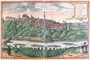 Znojmo, Repubblica Ceca (incisione) da Georg Braun and Hogenberg Franz