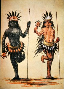Una danza tribale Mandan che rappresenta 