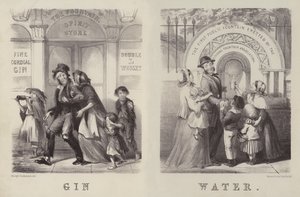 Gin e acqua (incisione) da George (after) Cruikshank
