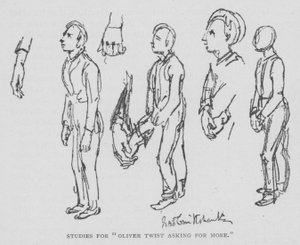 Studi per "Oliver Twist che chiede ancora" da George (after) Cruikshank