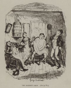 Il negozio del barbiere (incisione) da George (after) Cruikshank
