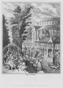 Il ballo in maschera nei giardini di Ranelagh (incisione) da George (after) Cruikshank