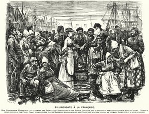 Cartone animato di Punch: Billingsgate alla Francese (incisione) da George (after) Du Maurier