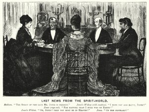 Cartone animato di Punch: Ultime notizie dal mondo degli spiriti (incisione)
