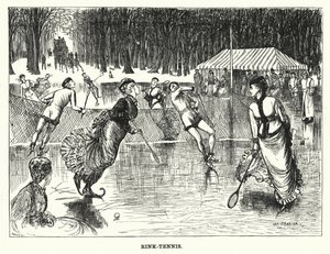 Cartone animato di Punch: Rink-Tennis (incisione) da George (after) Du Maurier
