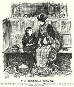 Cartone di Punch: Il sermone di Natale da George (after) Du Maurier