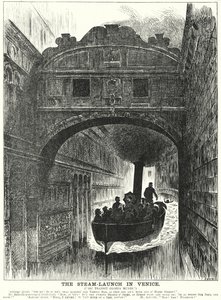 Cartone animato di Punch: Il lancio a vapore a Venezia da George (after) Du Maurier