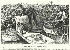 Cartone di Punch: Vera sollecitudine materna da George (after) Du Maurier