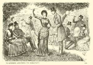 Per sostituire il tennis - la festa delle bolle (incisione) da George (after) Du Maurier